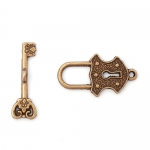 300545 Тогл в виде замка с ключом (2), ант. бронза